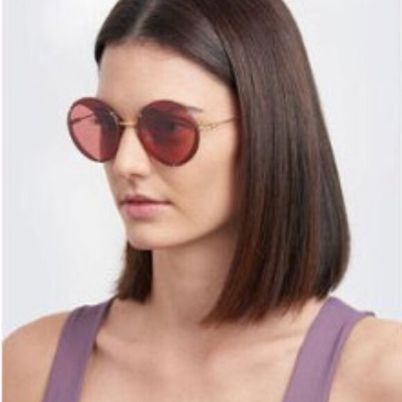 ?️ New Carolina Herrera CH0013/S 0EYR U1 Sunglasses - Gold Frame, Red Lenses main image 10